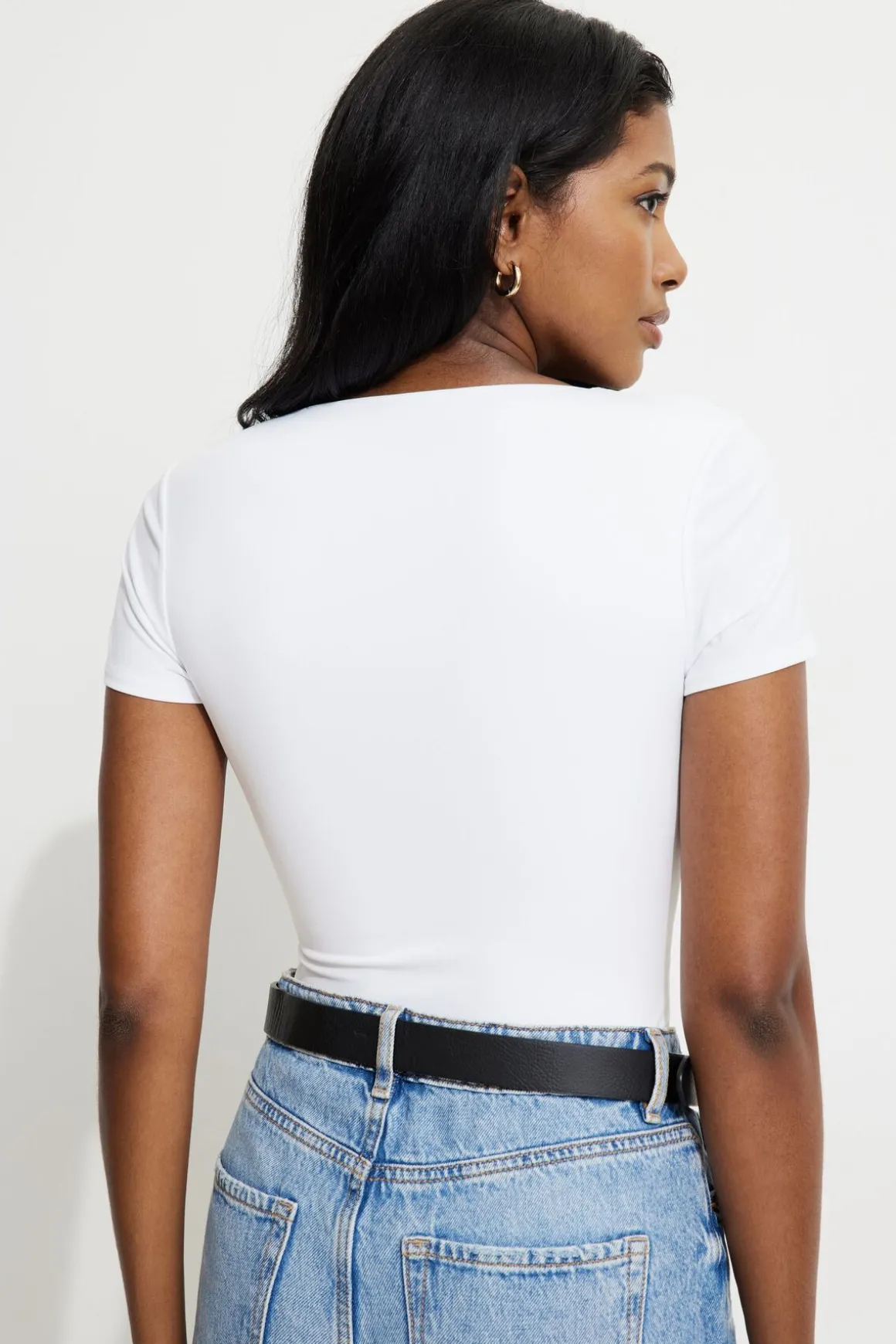 Tees & Tanks | Online Exclusives-Dynamite Sculpt Scoop Neck Bodysuit White