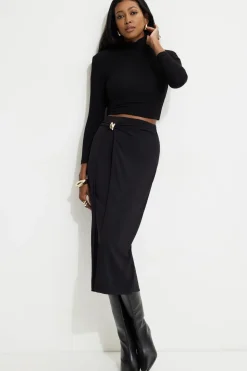 Skirts & Skorts | Online Exclusives-Dynamite Sculpt Wrap Midi Skirt Black