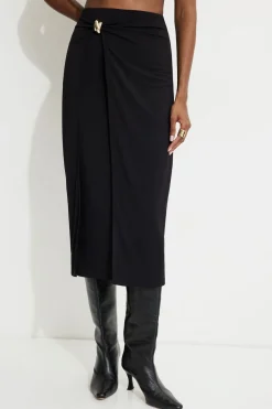 Skirts & Skorts | Online Exclusives-Dynamite Sculpt Wrap Midi Skirt Black