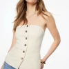 Blouses & Tops | Blouses & Tops-Dynamite Sculptural Button Bustier Top Brown