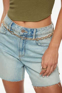 Belts-Dynamite Sculptural Ovals Chain Belt Yellow