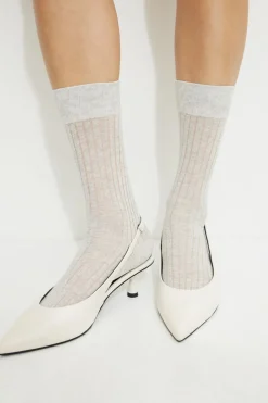 Socks & Tights-Dynamite Semi Sheer Calf High Socks Gray