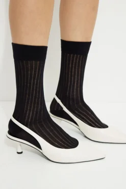 Socks & Tights-Dynamite Semi Sheer Calf High Socks Black
