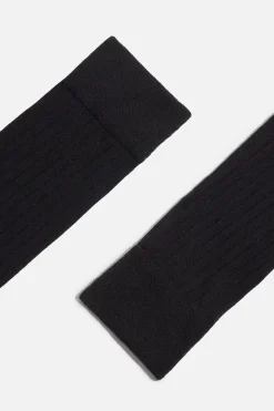Socks & Tights-Dynamite Semi Sheer Calf High Socks Black