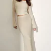 Skirts & Skorts | Skirts-Dynamite Semi Sheer Column Midi Skirt White