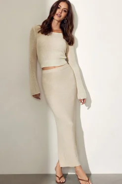 Skirts & Skorts | Skirts-Dynamite Semi Sheer Column Midi Skirt White