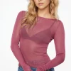 Sweaters & Cardigans | Sweaters-Dynamite Sheer Boat Neck Sweater Purple