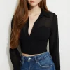 Blouses & Tops | Online Exclusives-Dynamite Sheer Corset Blouse Black