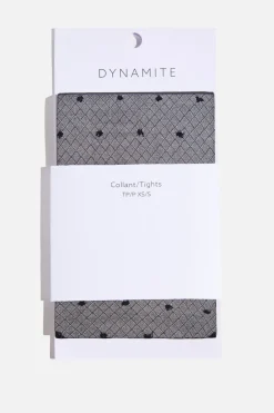 Socks & Tights-Dynamite Sheer Dotted Fishnet Tights Black