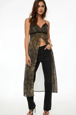 Blouses & Tops | Blouses & Tops-Dynamite Sheer Flyaway Maxi Cami Brown