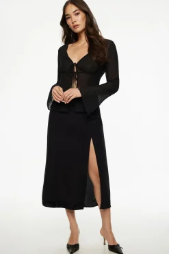 Blouses & Tops | Blouses & Tops-Dynamite Sheer Flyaway Top Black