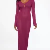 Dresses & Jumpsuits | Midi & Maxi Dresses-Dynamite Sheer Keyhole Pointelle Maxi Dress Pink