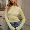 Sweaters & Cardigans | Sweaters-Dynamite Sheer Long Sleeve Sweater Top Yellow