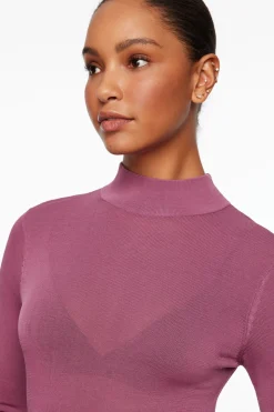 Dresses & Jumpsuits | Midi & Maxi Dresses-Dynamite Sheer Mock Neck Maxi Dress Purple
