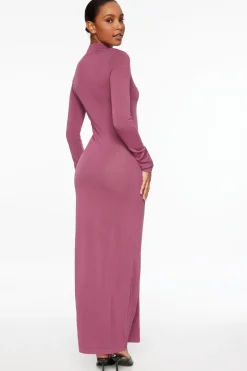 Dresses & Jumpsuits | Midi & Maxi Dresses-Dynamite Sheer Mock Neck Maxi Dress Purple
