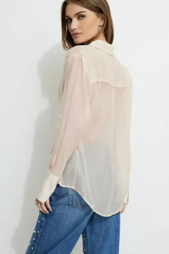 Blouses & Tops | Blouses & Tops-Dynamite Sheer Relaxed Shirt Brown