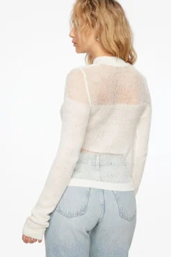 Sweaters & Cardigans | Sweaters-Dynamite Sheer Stripe Sweater White