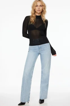 Sweaters & Cardigans | Sweaters-Dynamite Sheer Turtleneck Sweater Black