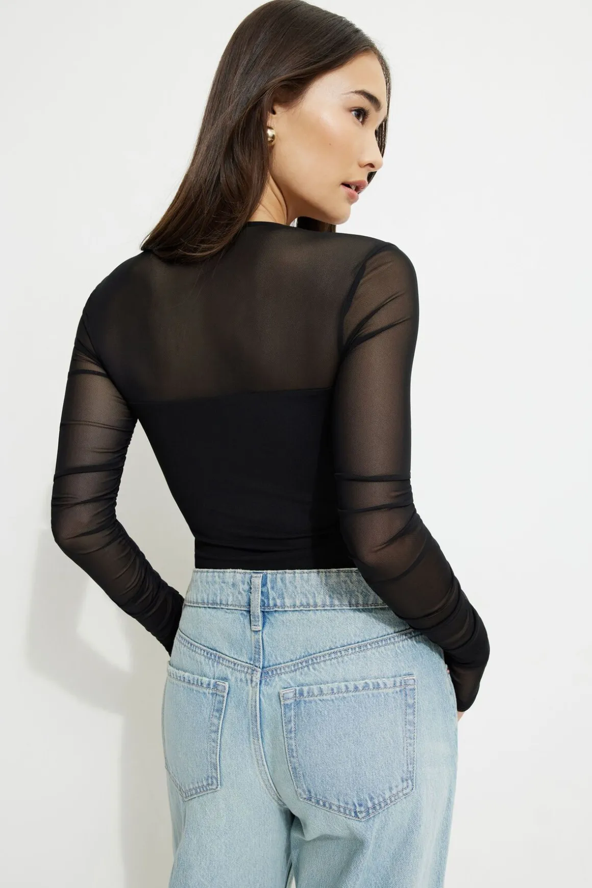 Tees & Tanks | Tees & Tanks-Dynamite Shirred Long Sleeve Bolero Top Black