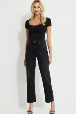 Tees & Tanks | Tees & Tanks-Dynamite Shirred Sweetheart Bodysuit Black