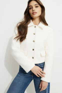 Blazers & Vests | Coats & Jackets-Dynamite Short Bouclé Blazer White