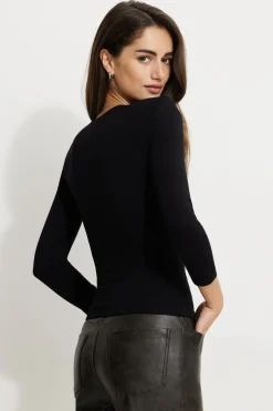 Tees & Tanks | Online Exclusives-Dynamite Shoulder Pad Crewneck Top Black
