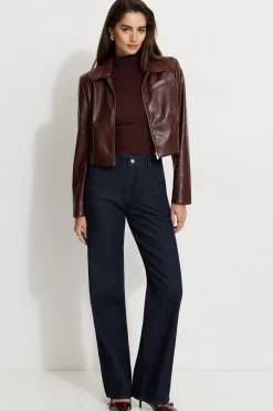 Tees & Tanks | Long Sleeve Tops-Dynamite Shoulder Pad Mock Neck Top Burgundy
