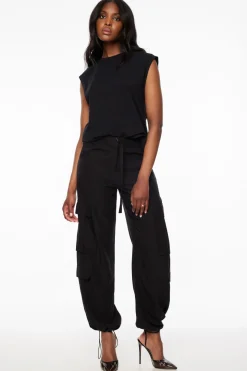 Pants | Wide Leg Pants-Dynamite Simone Cargo Pants with Belt Black