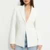 Blazers & Vests-Dynamite Single Button Fitted Blazer White