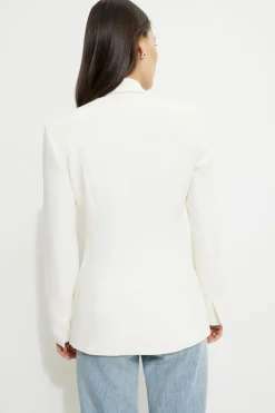 Blazers & Vests-Dynamite Single Button Fitted Blazer White