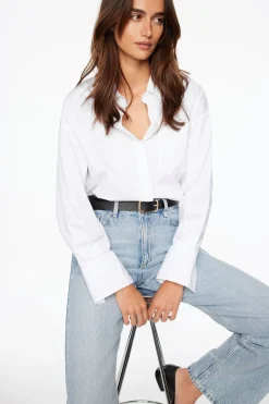 Belts-Dynamite Skinny Round Square Buckle Belt Black