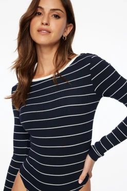 Tees & Tanks | Tees & Tanks-Dynamite Skye Long Sleeve Open Back Bodysuit