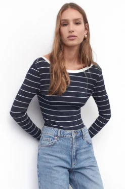 Tees & Tanks | Tees & Tanks-Dynamite Skye Long Sleeve Open Back Bodysuit