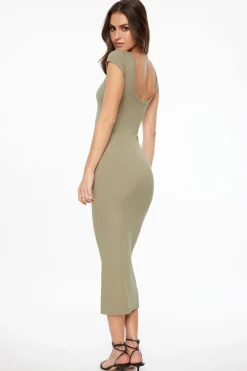 Dresses & Jumpsuits | Midi & Maxi Dresses-Dynamite Skye Open Back Midi Dress Green