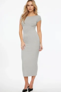 Dresses & Jumpsuits | Midi & Maxi Dresses-Dynamite Skye Open Back Midi Dress Grey