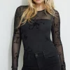 Tees & Tanks | Tees & Tanks-Dynamite Skylar Burnout Bodysuit Black