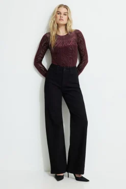 Tees & Tanks | Matching Sets-Dynamite Skylar Burnout Bodysuit Burgundy