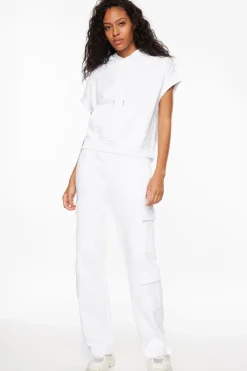 Short Sleeve Tops-Dynamite Sleeveless Pullover Hoodie White