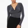 Tees & Tanks | Tees & Tanks-Dynamite Slinky Long Sleeve Cowl Neck Top Blue