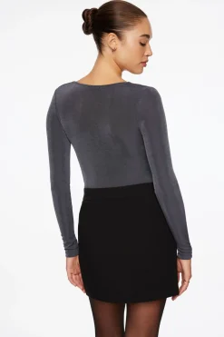 Tees & Tanks | Tees & Tanks-Dynamite Slinky Long Sleeve Cowl Neck Top Blue