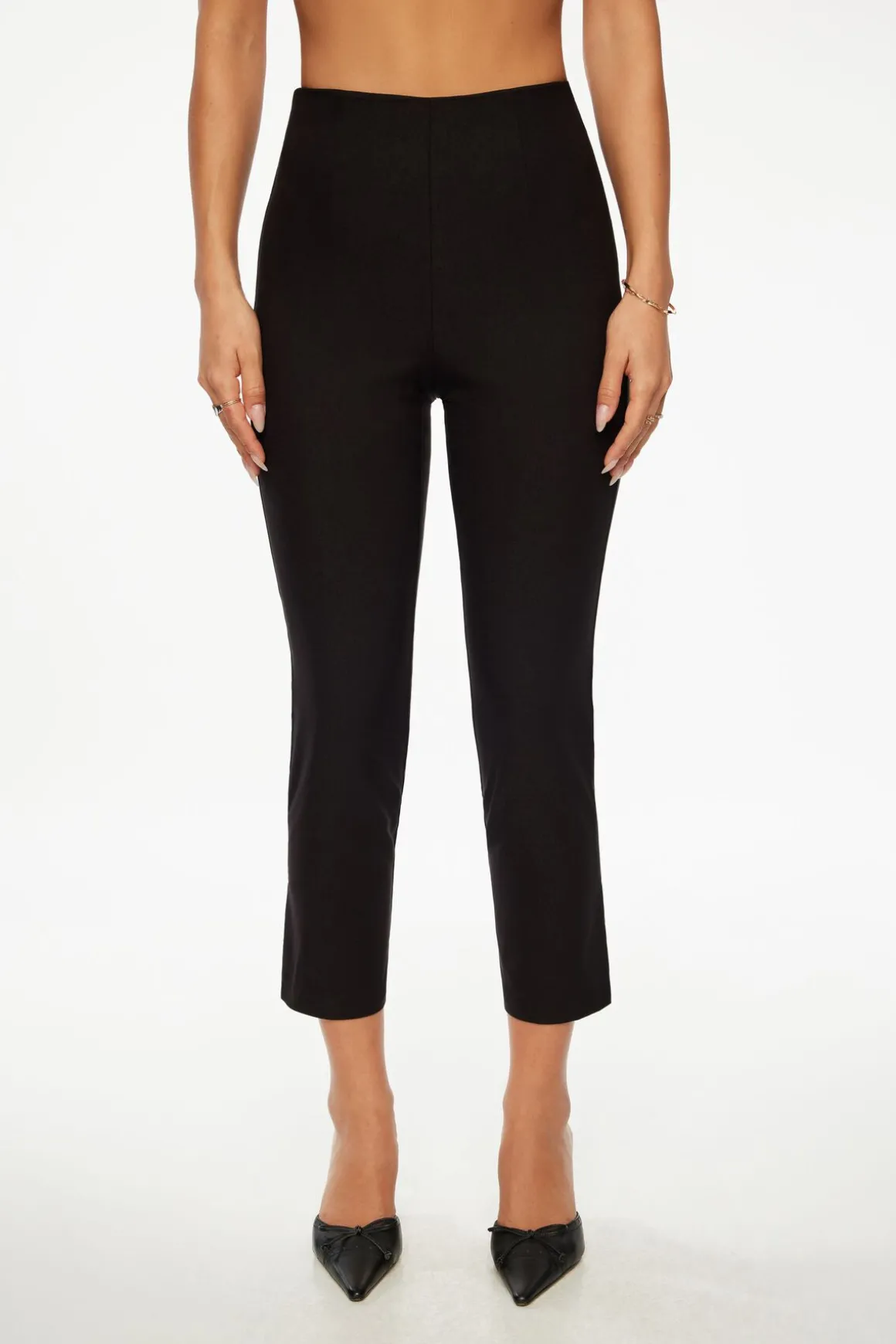 Pants | Slim Leg Pants-Dynamite Slit Capri Pants Black
