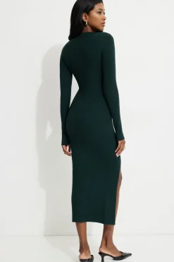 Dresses & Jumpsuits | Bestsellers-Dynamite Slit Midi Dress Green