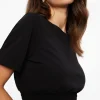 Tees & Tanks | Tees & Tanks-Dynamite Smocked Crewneck T-Shirt Black