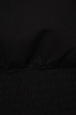 Tees & Tanks | Tees & Tanks-Dynamite Smocked Crewneck T-Shirt Black