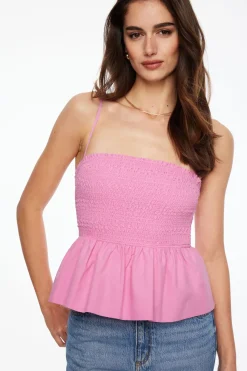 Blouses & Tops | Blouses & Tops-Dynamite Smocked Peplum Cami Pink