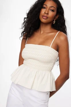 Blouses & Tops | Blouses & Tops-Dynamite Smocked Peplum Cami White