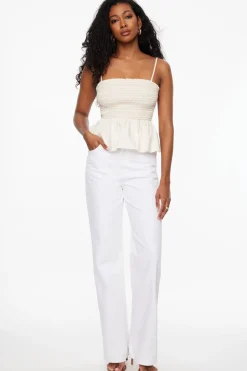 Blouses & Tops | Blouses & Tops-Dynamite Smocked Peplum Cami White