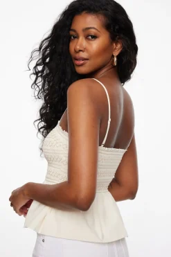 Blouses & Tops | Blouses & Tops-Dynamite Smocked Peplum Cami White