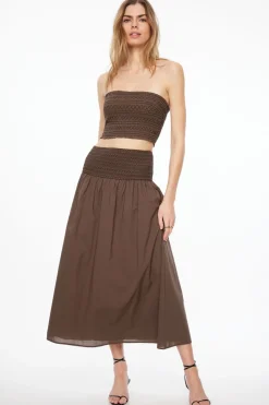 Blouses & Tops | Blouses & Tops-Dynamite Smocked Tube Top Brown