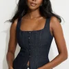 Blouses & Tops | Jeans & Denim-Dynamite Snap Front Denim Corset Top Blue